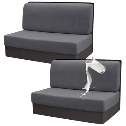 Gollense RV Dinette Cushion Covers Set of 2, Waterproof Stretch Camper Cushion Covers, Sectional Replacement RV Seat Covers for Trailer Couch, Includes 2 Backrest Cover & 2 Bench Cover (Dark Grey) - color: Dark Grey