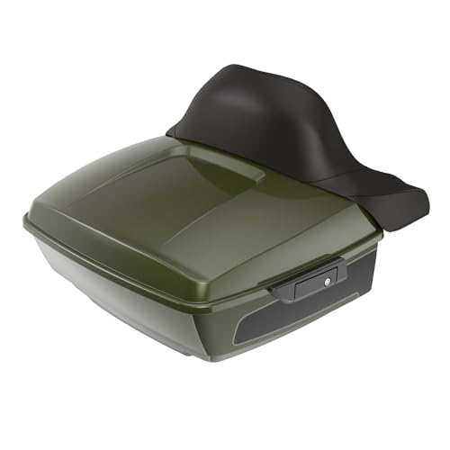 Advanblack King Tour Trunk Pack Compatible with Harley Touring CVO Road Glide, Street Glide, 2023.5 2024 2025 2026 Mounting Rack, Full Backrest & Trunk Liners (Olive Steel Metallic/Vivid Black) - color: Olive Steel Metallic/Vivid Black