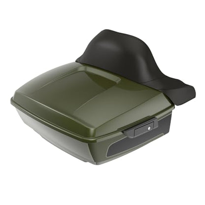 Advanblack King Tour Trunk Pack Compatible with Harley Touring CVO Road Glide, Street Glide, 2023.5 2024 2025 2026 Mounting Rack, Full Backrest & Trunk Liners (Olive Steel Metallic/Vivid Black) - color: Olive Steel Metallic/Vivid Black