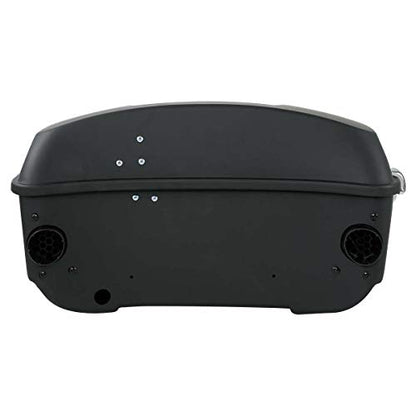 TCMT 13.7" King Motorcycle Trunk Box W/Latches Key Fit For Harley 2014-2025 Touring CVO Road King Road Glide Street Glide Electra Glide Pack - color: Matte Black Chrome Latches(W Speaker Holes)