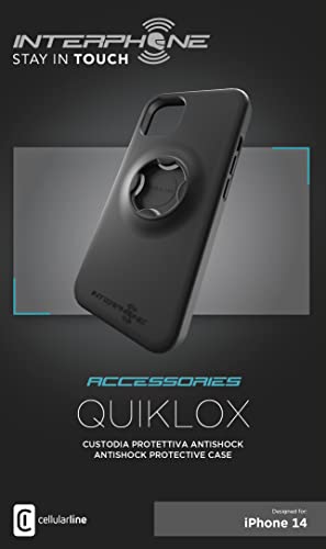 Interphone, QUIKLOX System, Mobile Phone Case iPhone 14 for Motorcycle, Bike and Car, Universal Waterproof Hard Case Smartphone with Protections on Screen and Corners, with Anti-Slip Straps - style: Quiklox iPhone 14 Case