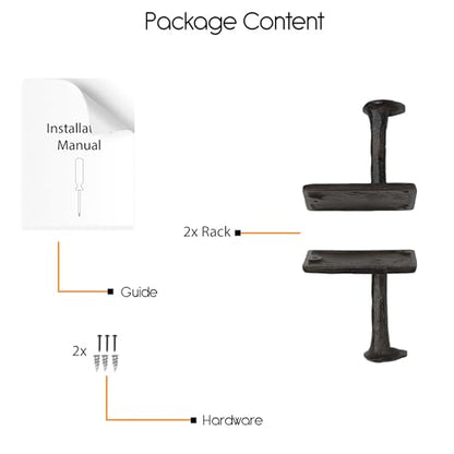 Rustic State Billow Wall Mount Cast Iron Hooks Coat Towel Bag Hat Hanger Multiuse Entryway Railroad Spike Rack Black Set of 2