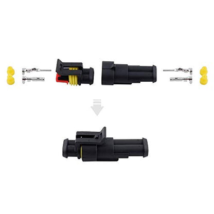 MUYI 10 Kit 2 Pin Way Waterproof Electrical Connector 1.5mm Series Terminals Water Resistend - style: 2pin connector(10 sets)
