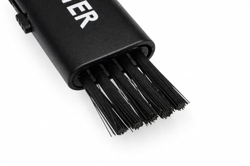 Black Double-Sided Retractable Cleaning Brush, Soft and Hard Bristles, for Small Spaces and Gear