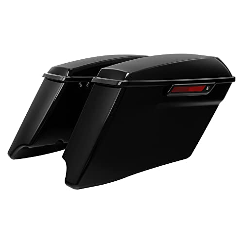 XFMT Motorcycle Saddlebags 4" Stretched Hard Saddle Bags Extended Saddlebags W/Black Latches For Harley Touring CVO Road King Street Glide Road Glide Electra Glide 2014-2024, Vivid Black - color: 4" Stretched-Vivid Black W/ Black Latches