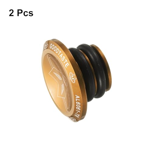 HARFINGTON Bar End Plugs Aluminum Handlebar End Caps Bike Plugs 0.57oz with Matching Rings for MTB Road BMX Fixed Gear Bike, Orange Yellow - color: Gold