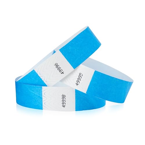 1,000 WristCo Neon Blue Tyvek Wristbands for Events - Tamper-Proof Design & Fluorescent Color Prevent Reuse Premium-Grade Bracelets for Hospital & Medical ID, Party & VIP Identification - color: Neon Blue