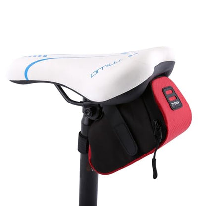 Lightweight Bike Saddle Bag - Under Seat Storage Pack with Zippered Opening for Road and Mountain Bikes, Hook-and-Loop Attachment for Cycling Essentials,5.91 x 2.76 x 2.76in (Red)