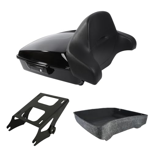 Vivid Black 10.7" Chopped Tour Luggage Trunk Backrest Mounting Rack Fit For Harley 2014-2025 Street Road Electra Glide Road King Ultra-Classic CVO - color: Chopped Trunk Set #2