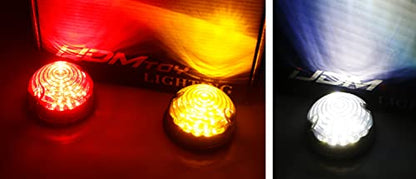 iJDMTOY 12V 70mm Round Dome Shape Flush Mount Clear Lens Xenon White LED Side Markers/Turn Signal/Reverse Backup Lamps, Compatible With Classic 50s 60s Car Caravan Truck Motorcycle, etc - style: Clear Lens White LEDs