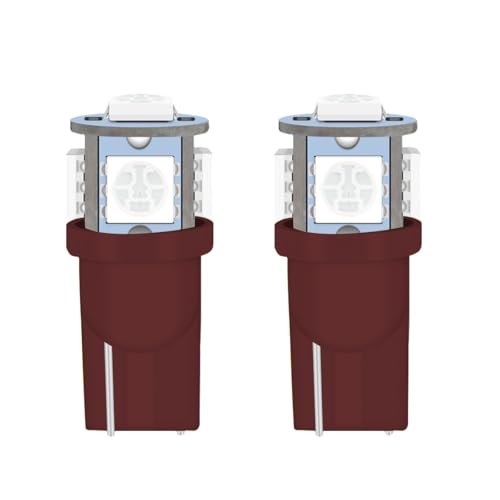smilfuy 2PCS 194 LED Bulbs Tag Lights for License Plate, Wedge 168 T10 2825 5SMD LED Bulbs 5050 Chips 6000K Red, 12V Bulb Replacement for Car Interior Dome Map Door Courtesy License Plate Lights Lamp - color: Red