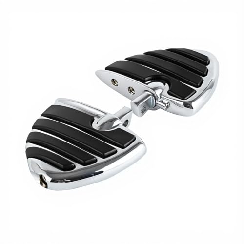 Motorcycle Wing Footpegs Foot Pegs Fit for Harley Touring Road Glide Street Glide Softail Dyna V-Rod Cruiser Wing Fat Bob Yamaha Honda Kawasaki Suzuki (Chrome#50) - color: Chrome#50