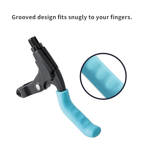 2 Pairs Silicone Brake Lever Covers for Bikes - Anti-Slip Handle Sleeves, Fits Mountain & Road Bicycles (Blue) - color: Blue