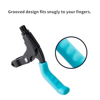 2 Pairs Silicone Brake Lever Covers for Bikes - Anti-Slip Handle Sleeves, Fits Mountain & Road Bicycles (Blue & Orange) - color: Blue and orange