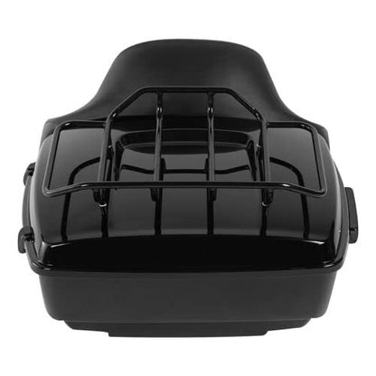 TCMT King Motorcycle Trunk Backrest Pad 2 Up Mount Rack Top Rack Fit For Harley Touring 1997-2008 Electra Glide Road Glide Street Glide Pack - color: No Speaker Holes: Style D Chrome Rack