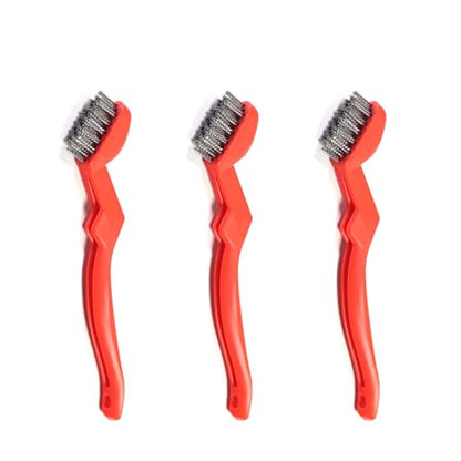 GOLDEN SMILE 3-Pack 7" Stainless Steel Wire Brushes - 40% Denser Than Standard Brushes - for Heavy-Duty Cleaning: Grill Grates, Uncoated Pans, Rust Removal, Deburring & Metal Cleaning