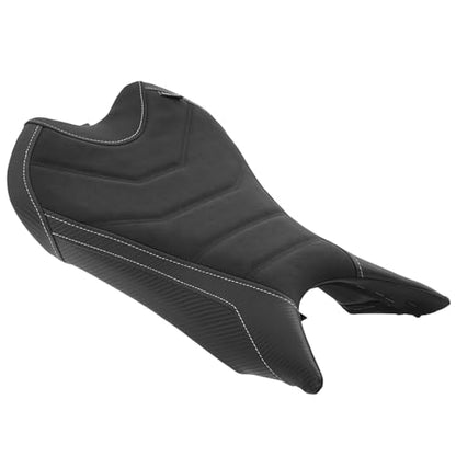Motorcycle Rider & Passenger Seat Fit for Triumph Street Triple 765 R/RS 2023 2024 2025 2026, Leather Front Rear Saddle Solo Cushion Pillion Pad, Black - color: Black - Front & Rear
