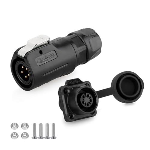 CNLINKO M12 Waterproof Aviation Connector PBT Plastic Cable Panel Mount Connector, 5 Pin Circular Connector Male Female Plug Socket (5 Pin) - size: 5-Pin, style: Plug without Cable