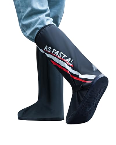 Waterproof Rain Shoe Covers Reusable Anti-Slip and Reflector Portable Motorcycle Rain Boots for Men Women - color: Red, size: Large
