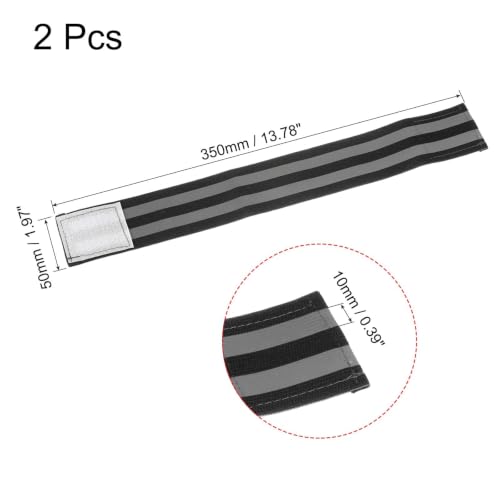 2 PCS Ultra-Reflective Arm Bands Leg Straps for Cycling Adjustable Elastic Safety Wristband for Running Jogging Motorcycle Night Visibility Gear Unisex Black