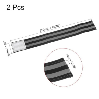 2 PCS Ultra-Reflective Arm Bands Leg Straps for Cycling Adjustable Elastic Safety Wristband for Running Jogging Motorcycle Night Visibility Gear Unisex Black