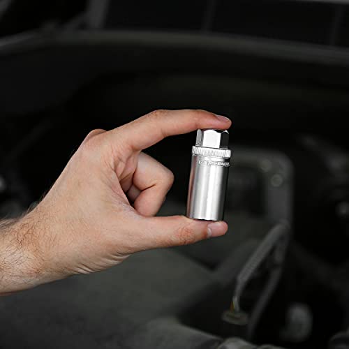 OEMTOOLS 22883 Magnetic Spark Plug Socket, 13/16 Inch 3/8 Inch Drive Spark Plug Socket, Deep Well Socket with Magnetic Retention, Hard Chrome Finish, Alloy Steel Construction - style: 13/16 inch