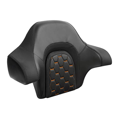 C.C. RIDER Wrap Around King Tour Trunk Backrest fit for Harley Touring Road King Street Glide Road Glide Electra Glide 2014-2024 - color: Passenger Backrest 16#Orange Stitching