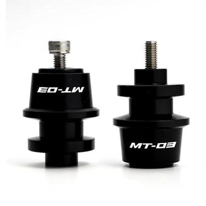 MOWOK Fit For YAMAHA MT03 MT-03 2015 2016 2017 2018 2019 2020 2021 2022 2023 2024 2025 2026 Motorcycle Accessories 6MM Swingarm Spools Slider M6 Stand Screws (Black) - color: Black