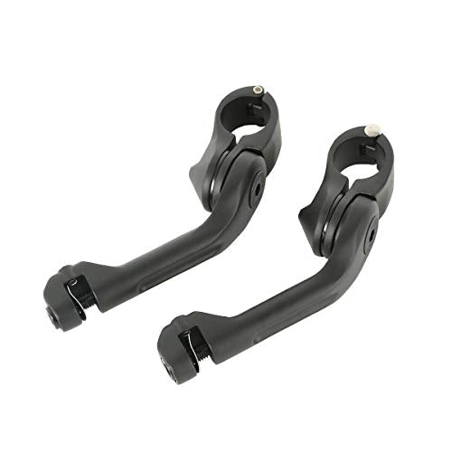 TCMT 32mm 1.25" Chrome Long Angled Highway Engine Guard Foot Peg Fits For Harley Touring Road King Street Glide Road Glide Electra Glide Softail Sportster Dyna with 1.25" Engine Guards - color: Matte Black, size: 2 X Mounting Clamps