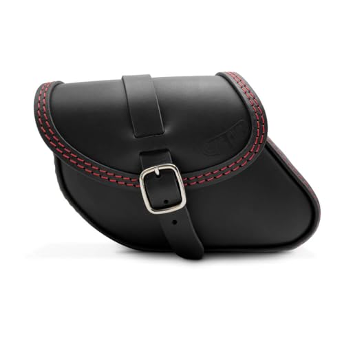 Leather Swingarm Bag Compatible with all 2015-2024 Scout and Scout Bobber, 2025-2026 Scout 101, 2025-2026 Scout Classic, 2025-2026 Sport scout, 2025-2026 Super Scout (Red stitches) - color: Red stitches