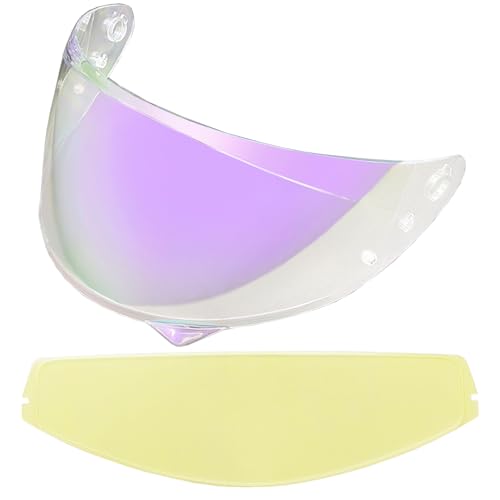 HJ-34P Helmet Visor Replacement for HJC C10.Motorcycle Helmet Shield UV Protection Compatible with HJC C10 (Revo Clear Purple+Anti Fog Film) - color: Anti Fog Film+revo Clear Purple