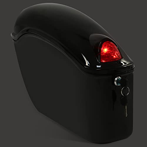 ECOTRIC Black Universal Hard Saddle Bag Trunk Tail Box w/Top Rack & Backrest & Tail Light Compatible with Yamaha Cruiser - color: Black, size: Trunk 50L & Saddlebags 35L