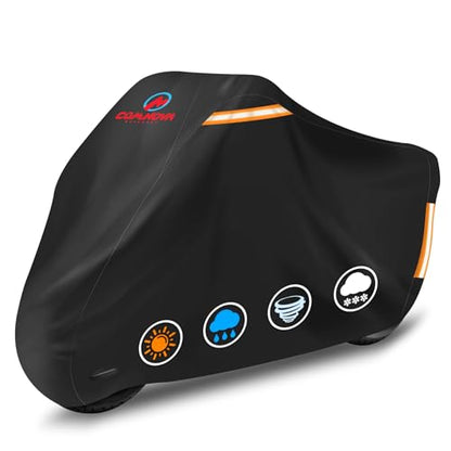 Comnova Motorcycle Cover 108 Inch - 600D Outdoor Motorbike Cover Waterproof with Lock Hole, Universal Fit for Harley, Honda, Kawasaki, Full Protection, Moped Covers for Motorcycle Vehicle Up to 108" - size: Basic - 108 Inch
