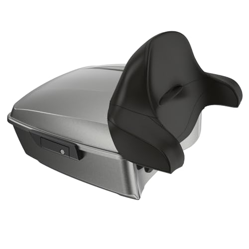 Advanblack 2025 Road Glide King Tour Trunk Pack Black Latch Wrap-Around Backrest Compatible with 1997-2025 Harley Touring Road Glide, Street Glide, Electra Glide (Mercury Silver) - color: Mercury Silver