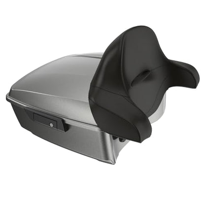 Advanblack 2025 Road Glide King Tour Trunk Pack Black Latch Wrap-Around Backrest Compatible with 1997-2025 Harley Touring Road Glide, Street Glide, Electra Glide (Mercury Silver) - color: Mercury Silver
