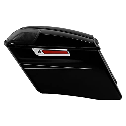HR3 Vivid Black (Pinstripe) 4" Stretched Hard Saddlebags w/Speaker Lids Compatible with 2015-2016 Road Glide Special FLTRXS Street Glide Special FLHXS (Replace for OEM) - color: Vivid Black (Pinstripe)