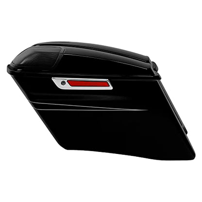 HR3 Vivid Black (Pinstripe) 4" Stretched Hard Saddlebags w/Speaker Lids Compatible with 2015-2016 Road Glide Special FLTRXS Street Glide Special FLHXS (Replace for OEM) - color: Vivid Black (Pinstripe)