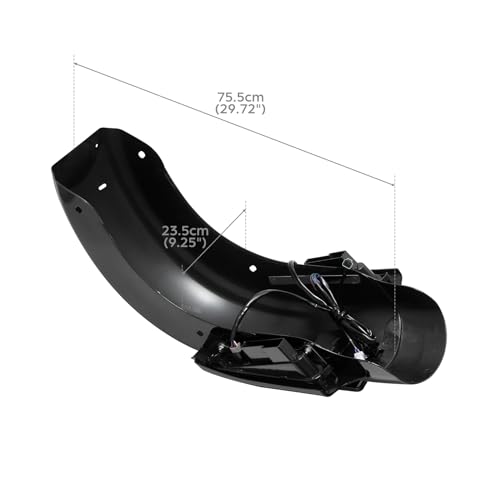 SLMOTO Saddle Bags, Motorcycle Saddlebags Bag Fender, Gloss Black 5" Stretched Saddlebags Rear Fender Fit For Harley Touring Road King 09-13 - color: Saddlebags + Red Fender Lens