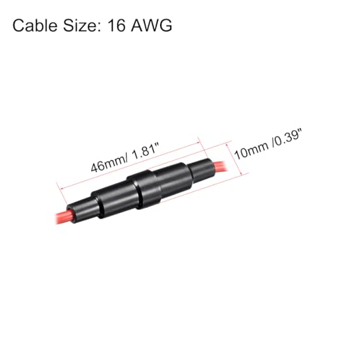 uxcell 15 Pcs 5x20mm Inline Screw Type Fuse Holder 16 Gauge AWG Red Wire with 30 Pcs 10A Fast Blow Glass Fuses - size: 16awg,5x20mm