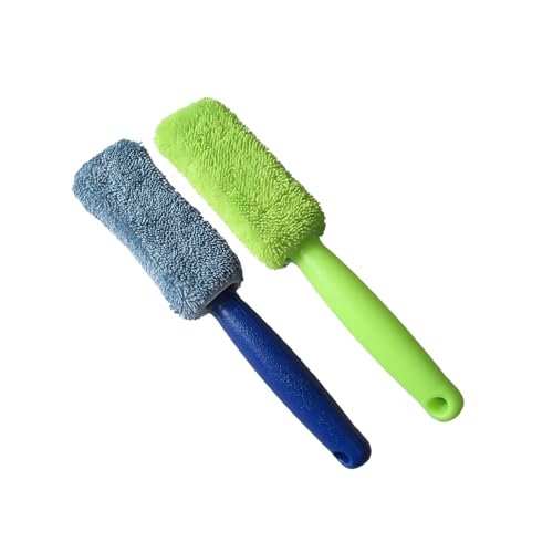 Premium Car Cleaning Tools - Wheel Tire Brush & Microfiber Twist Braided Cloth, Essential Auto Detailing Accessories for Spotless Shine (2, Green+Blue) - color: Green+Blue