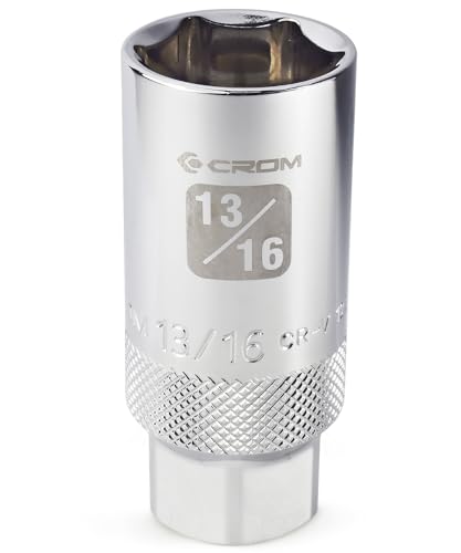 CROM Magnetic Spark Plug Socket - 3/8" Drive Spark Plug Removal Tool (13/16 Inch Magnetic) - size: 13/16 Inch Magnetic