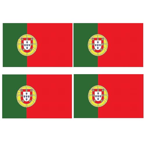 4 PCS Flag Stickers - Portugal Flag Stickers Decals for Cup Computer Laptop Car Bumper Window Helmet Musical Instrument with Smooth Surface - size: Portugal