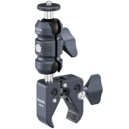 Aluminum Super Clamp Camera Mount, 25mm Ball Head with 1/4" Screw, 360° Rotatable Clamp for DSLR/Action Cameras, Fits 0.5-2" Rods, for Vlogging, Motorcycle (KCB-1) - color: KCB-1 Double Ball Mount Strong Rod Clamp