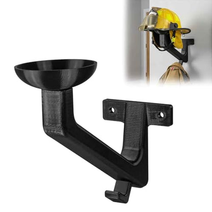 Firefighter helmet wall-mounted display rack/coat rack/helmet holder - Carbon fiber material - Includes mounting hardware - Black