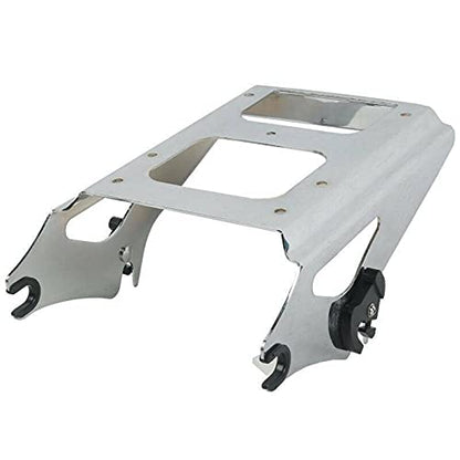 TCMT 5.5" Razor Motorcycle Trunk Box W/Latch Key Two Up Mounting Rack Fit For Harley Touring 2009-2013 Road Glide Road King Street Glide Pack - color: Black Lacthes Trunk+Chrome 2 up Rack