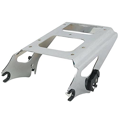 TCMT 5.5" Razor Motorcycle Trunk Box W/Latch Key Two Up Mounting Rack Fit For Harley Touring 2009-2013 Road Glide Road King Street Glide Pack - color: Chrome Lacthes Trunk+Chrome 2 up Rack