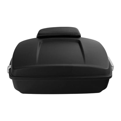 TCMT Chopped Motorcycle Trunk Box Backrest Pad Detachable Mounting Rack Fit For Harley Touring 1997-2008 Road King Road Street Electra Glide Pack - color: Set E1 Matte Trunk#Black Rack