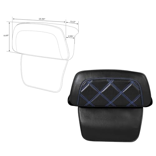 C.C. RIDER Passenger Backrest Pad - Sport Motorcycle Seat fit for Harley Davidson Touring Road King Street Glide Road Glide Tri-Glide 2014-2024 - color: Chopped Tour-Trunk Backrest Pad Black Blue