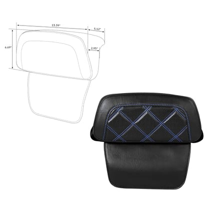 C.C. RIDER Passenger Backrest Pad - Sport Motorcycle Seat fit for Harley Davidson Touring Road King Street Glide Road Glide Tri-Glide 2014-2024 - color: Chopped Tour-Trunk Backrest Pad Black Blue