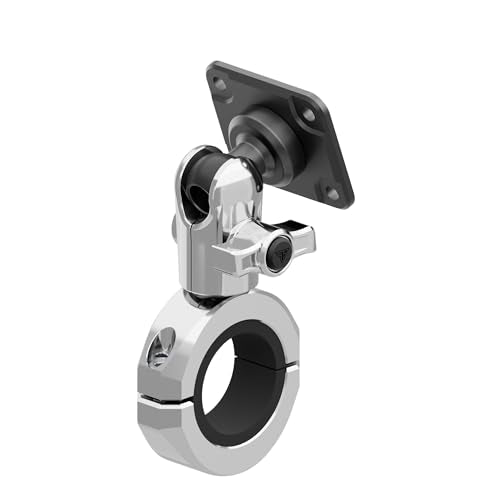 Tackform Chrome Motorcycle GPS/Tuner Mount - 4-Hole AMPS Pattern | BC3 Universal Clamp Fits 1-1/4" to 1-1/2" Handlebars | Aluminum | Compatible with Garmin Zumo, Dynojet Tuner, More | Short Reach Arm - color: Chrome, size: 1-1/4" to 1-1/2"
